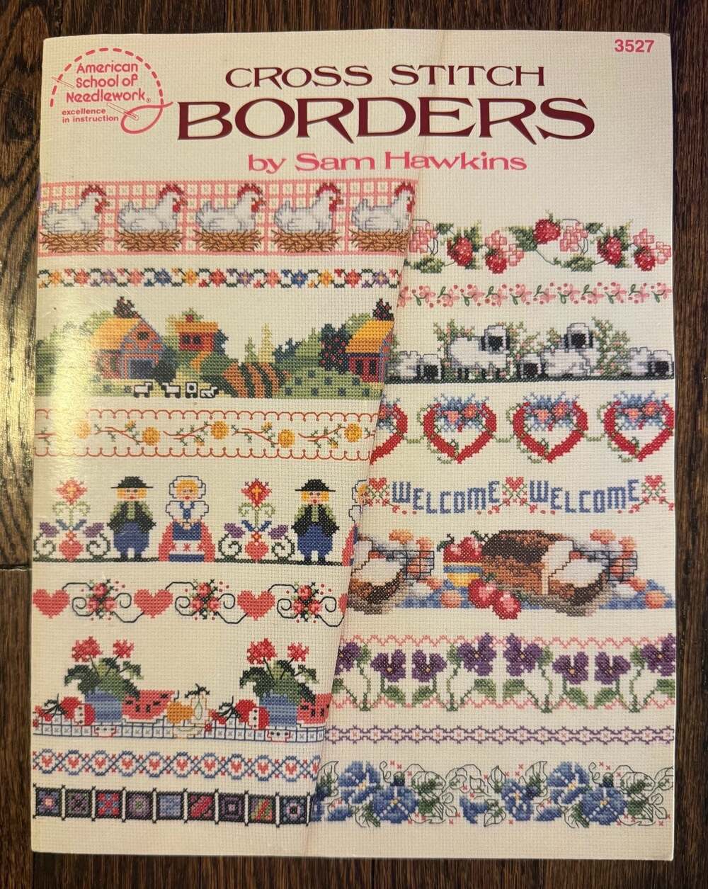VTG American School of Needlework Cross Stitch Borders Sam Hawkins Pattern Book